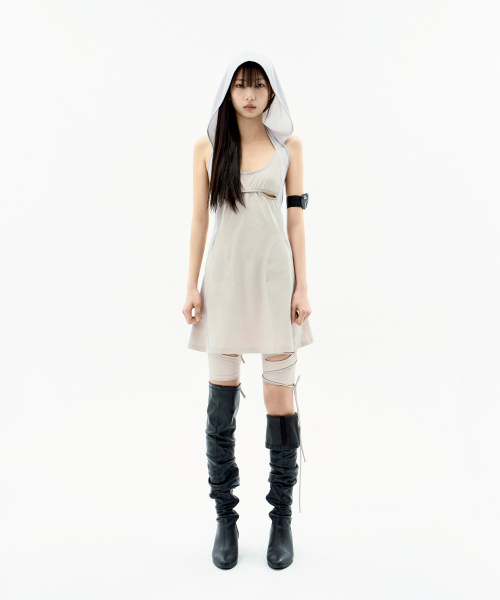 Ojos オホス Halter Hoodie Apron Dress ワンピース MUSINSA公式 | OJOS Halter Hoodie Apron Dress / Grey