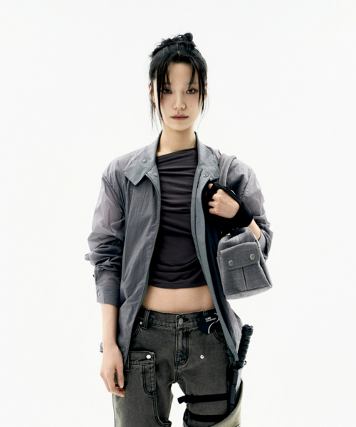 Layered Sheer Blouson / Charcoal