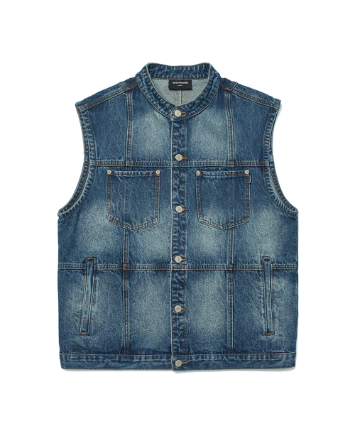 PATCH WORK DENIM VEST (DENIM)