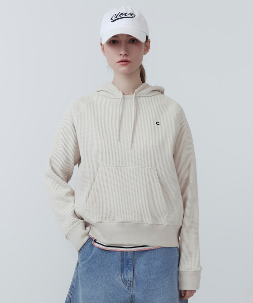 [25SS clove] Waffle Hooded Pullover_Women (Light Beige)