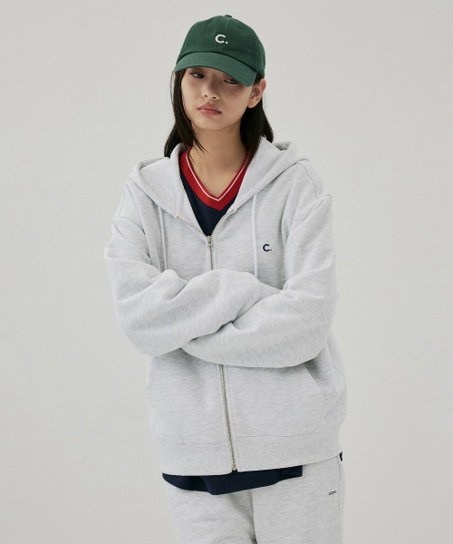 New Active Oversized Hoody Zip-up (Light Grey)