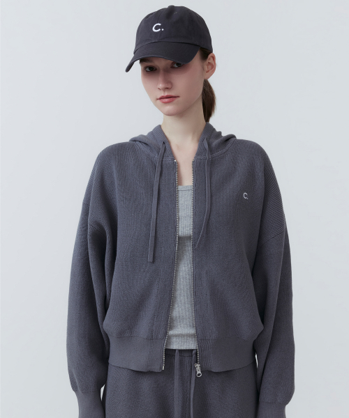 [25SS clove] Knit Hoody Zip-up (Grey)