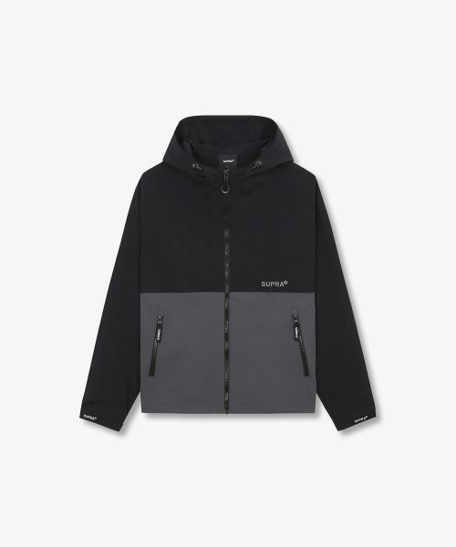 Двухцветная ветровка с капюшоном и лого (BLACK)