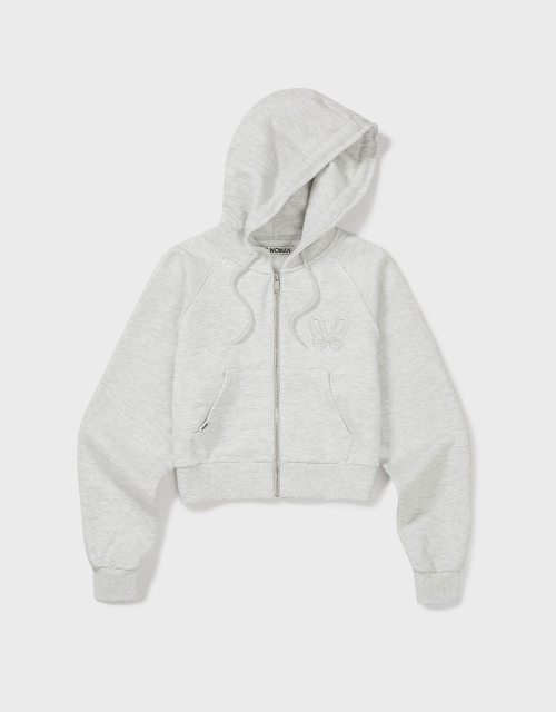 [MMW] CROP HOOD ZIP UP (ASH GREY)