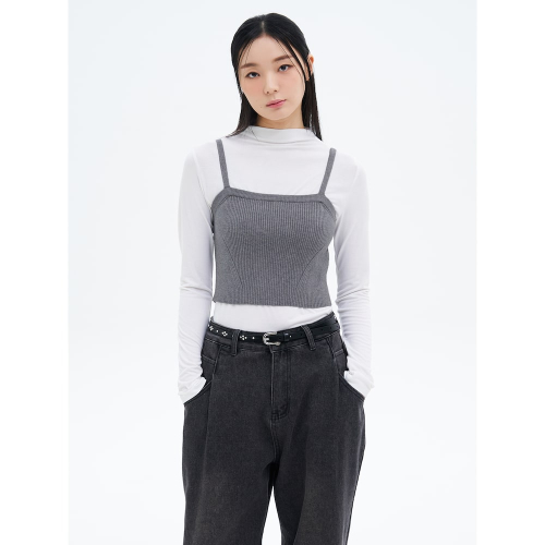 더블 스트랩 니티드 뷔스티에 그레이