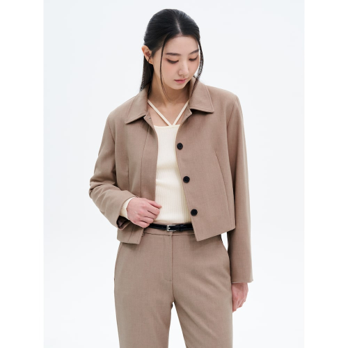 Бежевый укороченный жакет из комплекта с брюками Beige