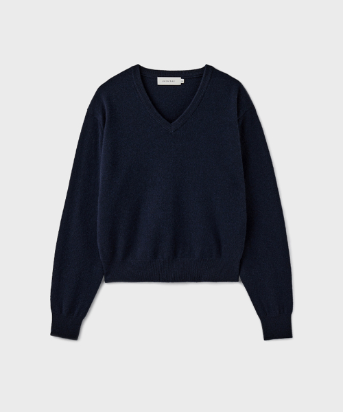 [WOMAN] CASHMERE WOOL V-NECK трикотаж [DARK NAVY]