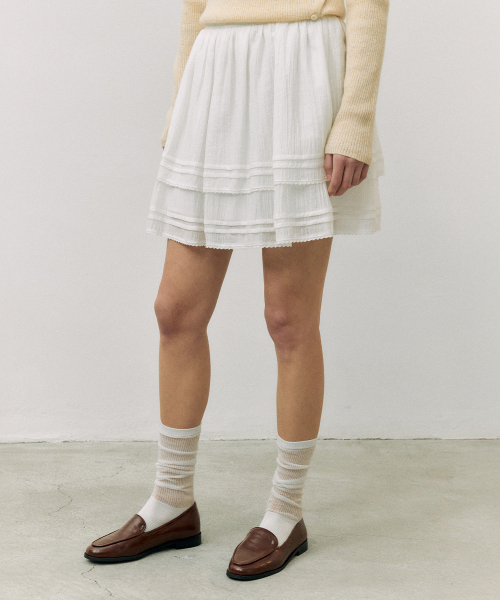 CANCAN LACE MINI SKIRT WHITE