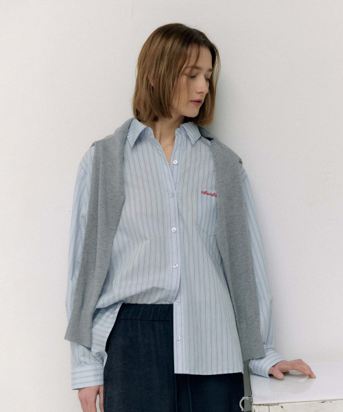 LACE STRIPE SHIRT BLUE