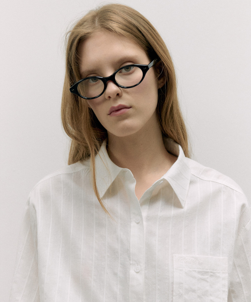 LACE STRIPE SHIRT WHITE