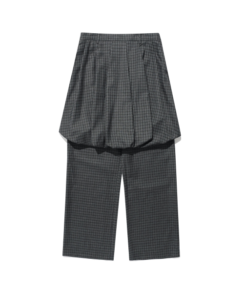 FFATS CHECK BALLOON LAYERED SKIRT PANTS_уголь(NG2FSA90A)