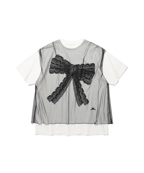 FFATS BIG RIBBON MESH BIG BIG TEE/NG2FMUT580A/ユニセックス 나이스고스트클럽(NICEGHOSTCLUB) FFATS BIG RIBBON MESH BIG
