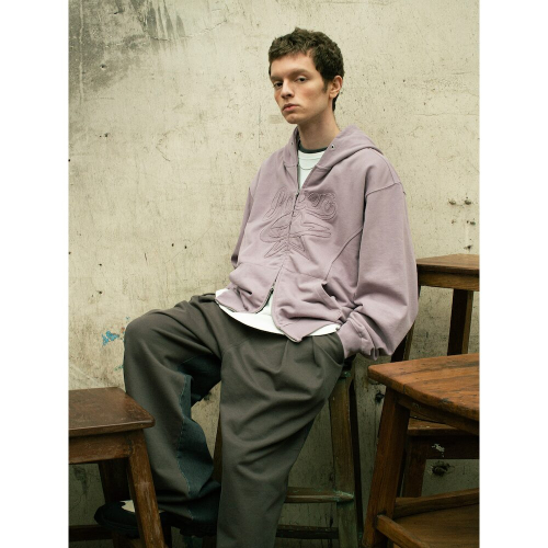 патчаwork Detail Hooded ZipUp Light Purple