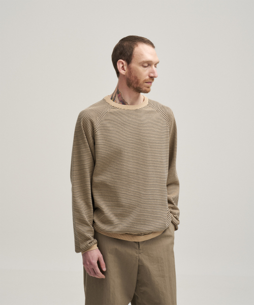 Narrow Stripe Knit Pullover (Beige Black - Stripe)