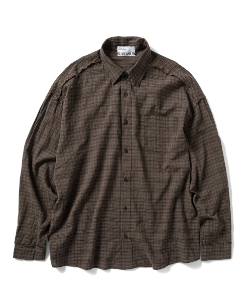 Рваная клетчатая рубашка в стиле гранж - Khaki Brown