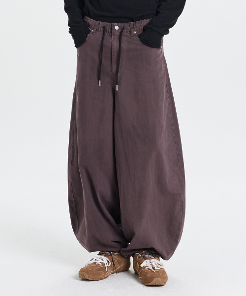 Dyed balloon cotton pants (dark purple)