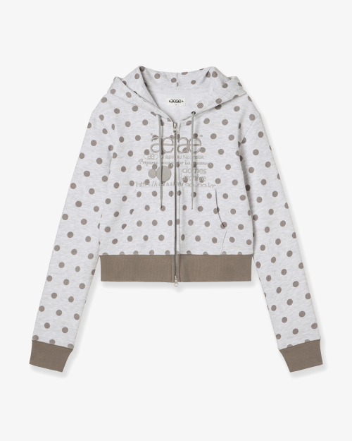 에이이에이이(AEAE) WEB LOGO CROP HOOD ZIP UP [DOT LIGHT GREY