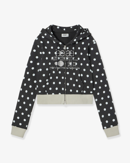 에이이에이이(AEAE) WEB LOGO CROP HOOD ZIP UP [DOT CHARCOAL
