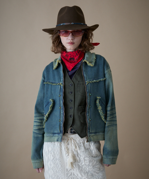 Женская куртка-тракер Sashiko Western Indigo_FR1WJ30F