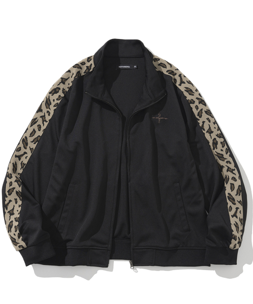 【NOT4NERD】Leopard Side Line Track Jacket★韓国人気★追跡付 낫포너드(NOT4NERD) Leopard Side Line Track Jacket - Black