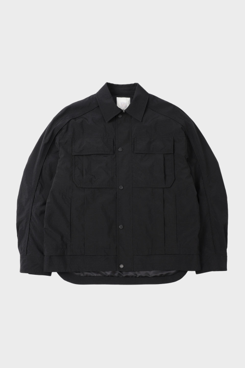 Жатый бомбер с карманами и кантом Black BN4SJP432BK