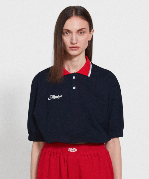 PK Crop Banding T Shirt_Navy