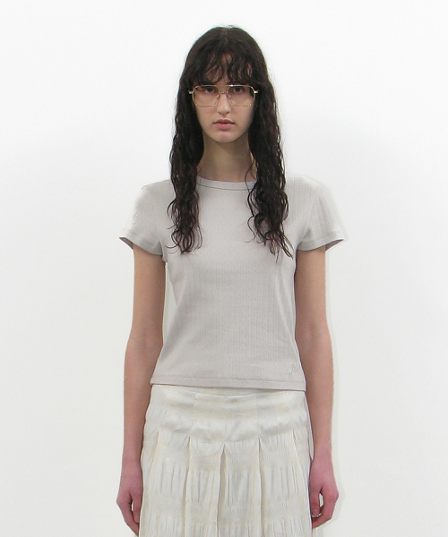 MUSINSA | PARTIMENTO WOMEN Lace Punching 90s Short Sleeve Tee_White