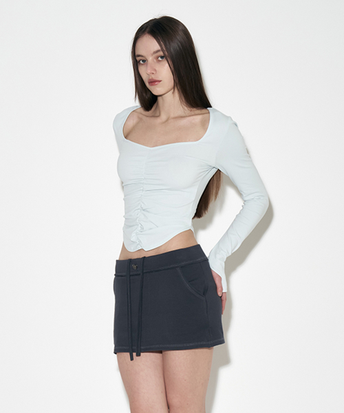 ◇Pleasenofollow◇ Darlin shirring Long Sleeve top Black 플리즈노팔로우(PLEASENOFOLLOW) Darlin shirring Long Sleeve