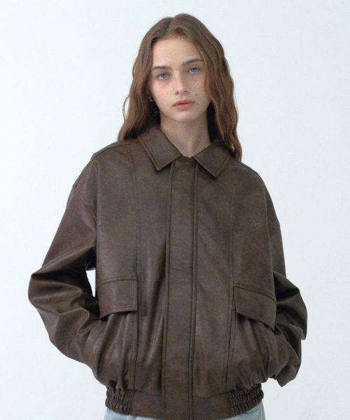 KIRSH x Viva Studio Бомбер из искусственной кожи [Dark Brown]