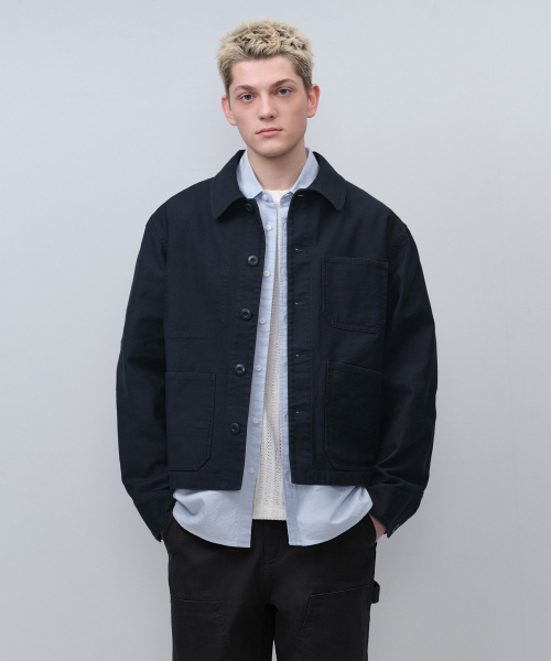 BACK SATIN SHORT CHORE куртка [NAVY]