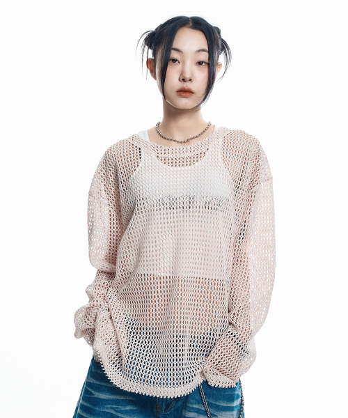 Трикотаж Cut-Off Net - Beige