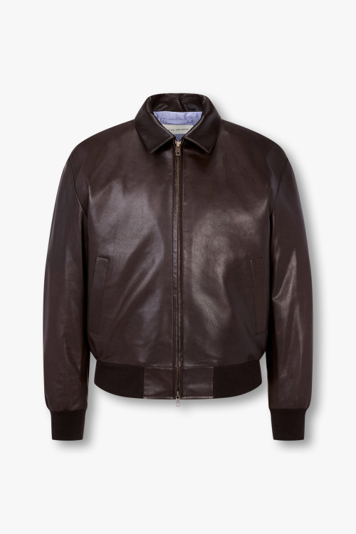 Кожаная куртка на двухсторонней молнии_Dark Brown 4715110003