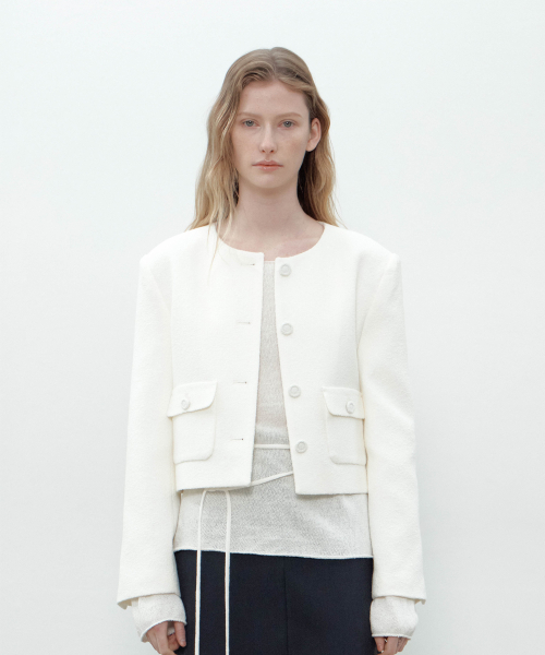 POCKET TWEED JACKET (IVORY)