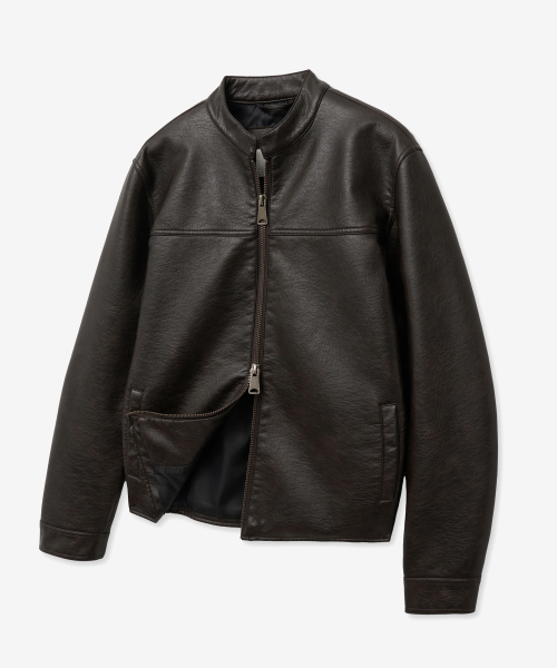 Байкерская куртка из вареной кожи 8266 (DARK BROWN)