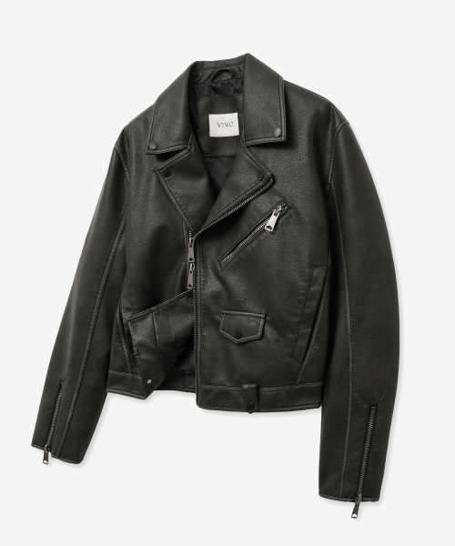 Кожаная косуха с эффектом потертости 8241 BLACK