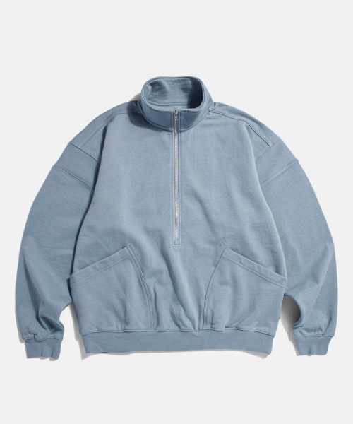 Ribbed Shoulder Sweat Anorak Misty Blue