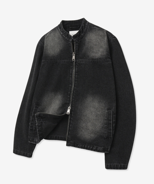 Байкерская джинсовка с вареным эффектом 8250-1 (BLACK)