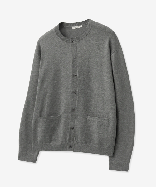 Мягкий базовый кардиган с круглым вырезом (GREY)