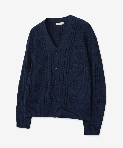 Базовый мягкий кардиган косами (NAVY)