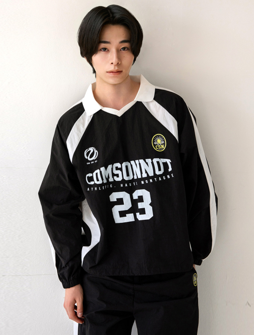 Nylon Open Collar Jersey Set-Up (Black) CSOs-017 [Unisex]