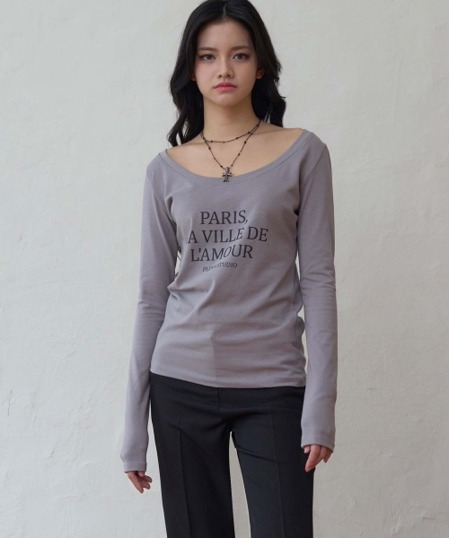Лонгслив с открытыми плечами City of Love Grey
