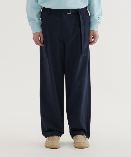 Свободные хлопковые брюки с ремнем Dark Navy