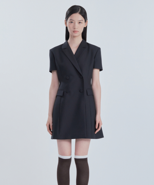 Jenn Half-Sleeve Suit Jacket Dress - Navy