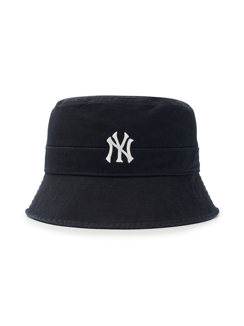 베이직 원포인트 워싱 버킷햇 NY (Black)
