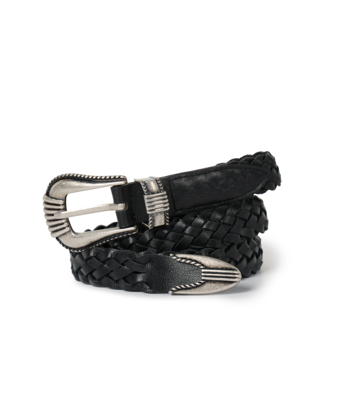 【AAKAM】25MM BRAIDED WESTERN BUCKLE BELT 아캄(AAKAM) 25mm Braided Western Buckle Belt (Black