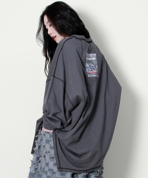Unbalance oversized long sleeve t-shirt charcoal