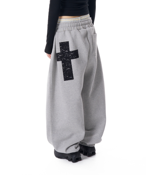 아캄(AAKAM) Laced CROS2 Patch Sweatpants (Gray) - 사이즈