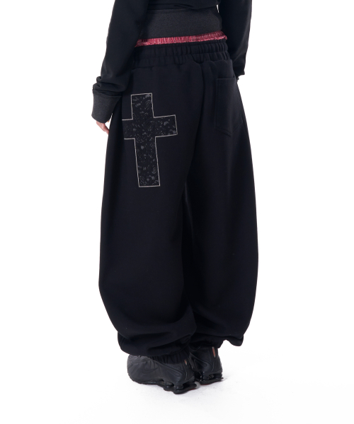 ★AAKAM★LACED CROS2 PATCH SWEATPANTS★ 아캄(AAKAM) Laced CROS2 Patch Sweatpants (Black) - 사이즈
