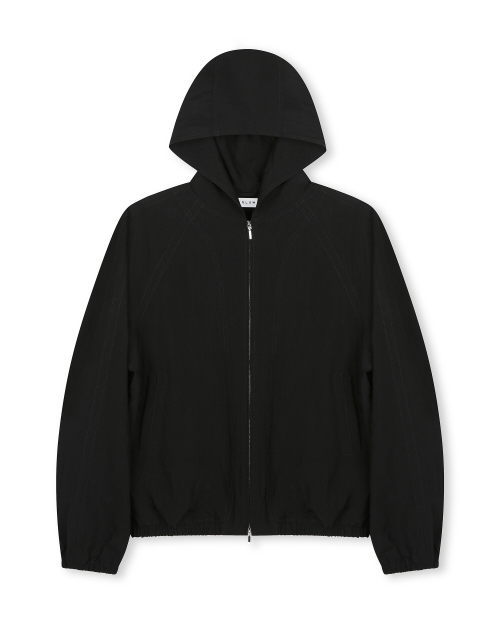 LAYERED HOODED ZIP UP JUMPER BLACK