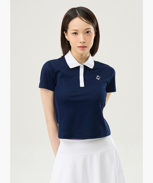 Женское поло regular fit с контрастной отделкой - Navy (QQ122TTS31)